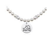 Texas Christian Horned Frogs Pearl Necklace with Round Charm