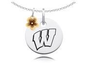 Wisconsin Badgers Necklace with Flower Charm