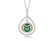 Colorado State Rams Sterling Silver and CZ Necklace