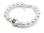 Phi Sigma Sigma White Pearl Heart Bracelet