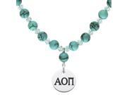 Alpha Omicron Pi Turquoise Necklace With Round Charm