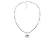 Alpha Omicron Pi Pearl Necklace with Round Charm