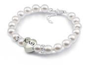 Kappa Alpha Theta White Pearl Heart Bracelet