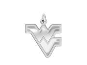 West Virginia Mountaineers Charm Natural Finish Sterling Silver Logo