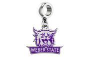 Weber State Wildcats Silver Logo and School Color Drop Charm