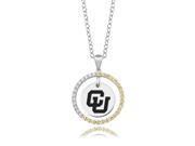 Colorado Buffaloes Gold CZ Circle Necklace in Sterling Silver