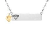 Brown Bears Bar Necklace with Gold Heart Accent