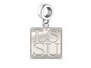 Lake Superior State Lakers Dangle Charm Natural Finish Sterling Silver Logo