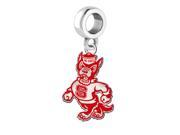 North Carolina State Wolfpack Silver Logo and School Color Drop Charm