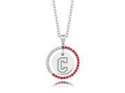 Charleston Cougars Red CZ Circle Necklace in Sterling Silver