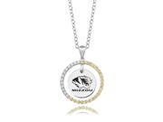 Missouri Tigers Gold CZ Circle Necklace in Sterling Silver