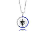 DePaul Blue Demons Blue CZ Circle Necklace in Sterling Silver