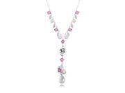 Creighton Bluejays Pink Crystal and Pearl Necklace