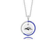 Longwood Lancers Blue CZ Circle Necklace in Sterling Silver