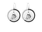 Wright State Raiders Black and White CZ Circle Earrings Wright State Raiders Black and White CZ Circle Earrings