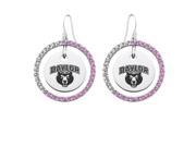 Baylor Bears Pink CZ Circle Earrings