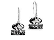 Michigan Tech Huskies Sterling and CZ Logo Drop Earrings