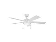 Kichler 300173WH Starkk 52 Indoor Ceiling Fan with 5 Blades Includes Light Kit 4.5 Downrod White