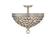 Savoy House Obsidian 3 Light Crystal Semi Flush in Argentum