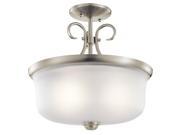 Kichler Bixler 2 Light Pendant Semi Flush in Brushed Nickel