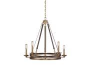 Savoy House Harrington 5 Light Chandelier in Harness Leather with Rubbed Brass