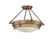 Savoy House Lucerne 3 Light Semi Flush in Warm Brass