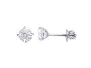 14kt White Gold Plated Round Crystal Screw back Studs 14kt White Gold Plated Round Crystal Screw back Studs