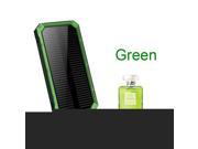 iMeshbean Solar Charger with 6LED Flashlight 15000mAh Solar Power Bank Dual USB External Battery Charger Green