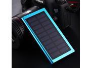 iMeshbean New 12000mAh Solar Power Bank Ultra thin Metal Case Dual USB Poratble Charger for Phone Blue