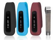 3 Pcs New Version Replacement Clip Accessory Pack For Fitbit ONE Anti Slip Off and Improved Cap Design-Black,Blue,Red