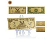 WR Business Gift American Year 1987 USD 1 Gold Bnaknote Home Decorative 1 Dollar Colored Banknote with Desk Display Case for Souvenir Collections WR Business Gift American Year 1987 USD 1 Gold Bnaknote Home Decorative 1 Dollar Colored Banknote with Desk Display Case for Souvenir Collections