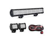 Nilight 20Inch 126W Spot Flood Combo Led Off Road Led Light Bar 2PCS 18w 4Inch Flood LED Pods With 16AWG Wiring Harness Kit, 2 Years Warranty