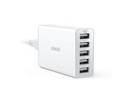 Anker 40W/8A 5-Port USB Charger PowerPort 5, Multi-Port USB Charger for iPhone SE/6/6 Plus, iPad Air 2/Pro/mini 3, Samsung Galaxy S7/S7 Edge/S6/S6 Edge, LG G5 a