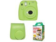 Fujifilm Instax Mini 9 Instant Camera with Instax Groovy Camera Case (Lime Green) & Instax Mini Instant Film Twin Pack