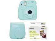 Fujifilm Instax Mini 9 Instant Camera with Instax Groovy Camera Case (Ice Blue) & Instax Mini Instant Film Value Pack