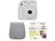 Fujifilm Instax Mini 9 Instant Camera with Instax Groovy Camera Case (Smokey White) & Instax Mini Instant Film Value Pack