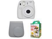 Fujifilm Instax Mini 9 Instant Camera with Instax Groovy Camera Case (Smokey White) & Instax Mini Instant Film Twin Pack
