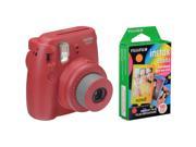 Fujifilm instax mini 8 Instant Film Camera & Rainbow Instant Film Kit (Raspberry)