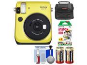 Fujifilm Instax Mini 70 Instant Film Camera (Yellow) with 20 Prints + Case + Batteries + Kit