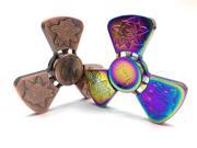 Colorful Tri Spinner Roses Pattern Rotating Fidget Hand Spinner ADHD Autism Reduce Stress Toys