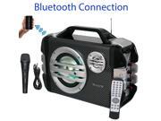 Boytone BT-51M Portable Audio karaoke Bluetooth PA Speaker System with Microphone- FM Radio- USB Port / MP3/ AUX ports- built in rechargeable Battery / Flashing Boytone BT-51M Portable Audio karaoke Bluetooth PA Speaker System with Microphone- FM Radio- USB Port / MP3/ AUX ports- built in rechargeable Battery / Flashing