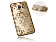 Xtra-Funky Range Samsung Galaxy S7 Slim Silicone Case with Sparkling Crystal Edging and Floral Damask - Gold