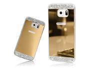 Xtra-Funky Range Samsung Galaxy S7 Slim TPU Silicone Shiny Mirror Case with Sparkly Crystal Diamante Rhinestones  - Gold