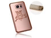 Xtra-Funky Range Samsung Galaxy S7 Edge Slim Silicone Case with Sparkling Crystal Edging and Owl - Rose Gold