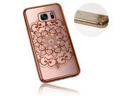 Xtra-Funky Range Samsung Galaxy S7 Edge Slim Silicone Case with Sparkling Crystal Edging and Flower Mandala - Rose Gold