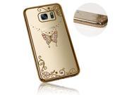 Xtra-Funky Range Samsung Galaxy S7 Slim Silicone Case with Sparkling Crystal Edging and Butterfly - Gold