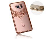 Xtra-Funky Range Samsung Galaxy S7 Edge Slim Silicone Case with Sparkling Crystal Edging and Lace Damask - Rose Gold