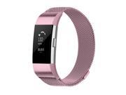 Stainless Steel Milanese Loop Band By Element Works - Metal Bracelet Strap with Unique Magnet Lock for Fitbit Charge (Large) - Pink