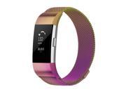 Stainless Steel Milanese Loop Band By Element Works - Metal Bracelet Strap with Unique Magnet Lock for Fitbit Charge (Large) - Rainbow