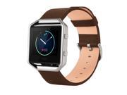 Leather Band For Fitbit Blaze With Silver Frame (Small) - Brown